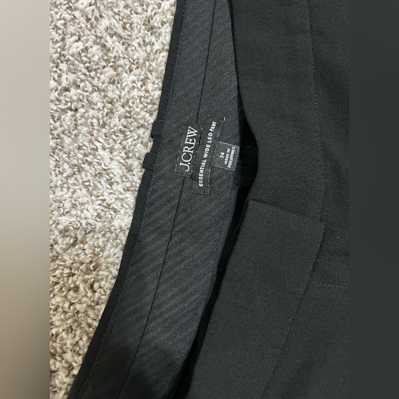 J Crew Women’s Essential Wide Leg Pant Pleated Front Size 24 Cuffed Hem Black - Picture 7 of 12
